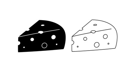 Cheese Wedges: A black and white image of two cheese wedges, highlighting the detail and textures of the food, with an emphasis on the holes.