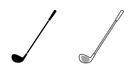 Golf Club Silhouette: A minimalist image of two golf clubs, rendered in bold black and gray silhouettes, isolated.