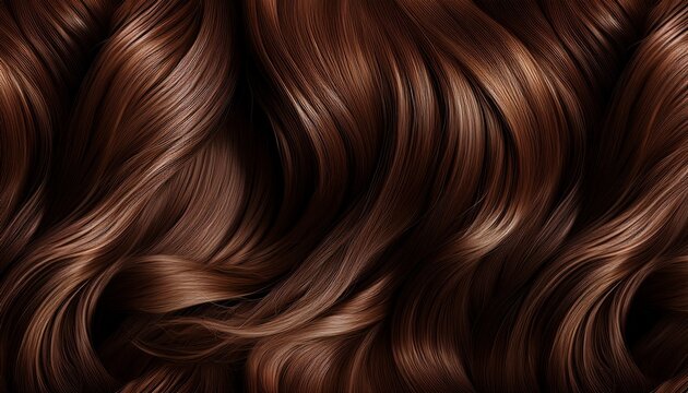 wavy dark brown hair texture seamless pattern beauty salon background for haircare branding wig extension product packaging cosmetics industry realistic curl design swatch color sample lux chic inspo
