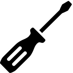 Simple black silhouette of a screwdriver