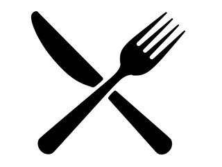 Silhouette of crossed knife and fork