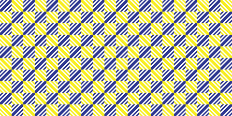 Yellow and Blue Diagonal Striped Checkered Pattern Texture