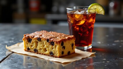 Pudín de Pan Bread Pudding, Raisins and Cuba Libre Cocktail, Cuban Dessert Sweet Menu