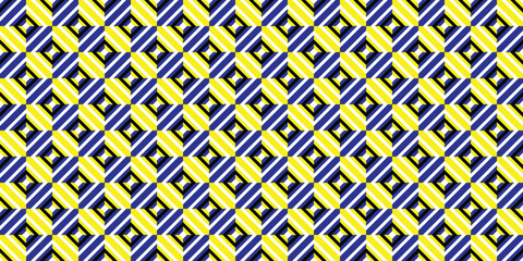 Bright abstract pattern featuring alternating blue and yellow diagonal stripes in an engaging geometric design. Ideal for backgrounds, wallpapers, branding, and decoration projects.