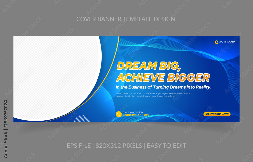 Poster abstract background template business banner with image space replacement for social media and websi