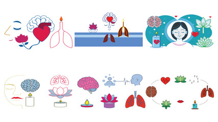 Meditation & Mental Health Icons  Minimal Vector Set.