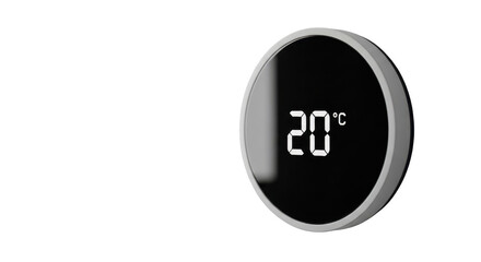 A close-up view of a digital temperature display showing 20 degrees Celsius.