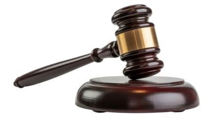 Judge's Gavel and Sound Block on White Background