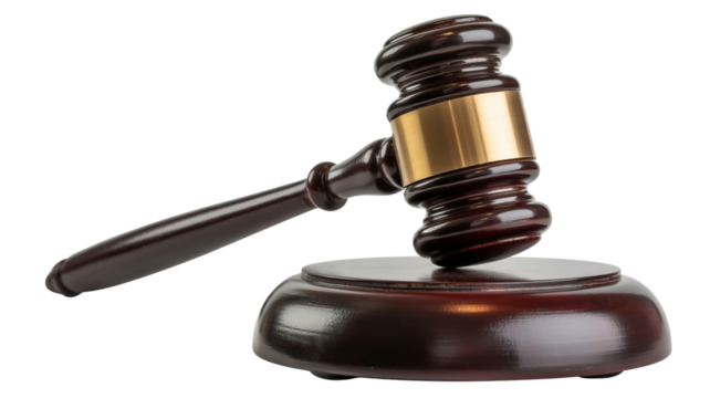 Judge's Gavel and Sound Block on White Background