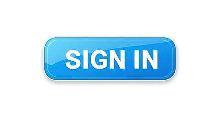Glossy Blue "SIGN IN" Button with Shadow - Clean and modern UI element, ideal for websites, applications, and digital login interfaces.
