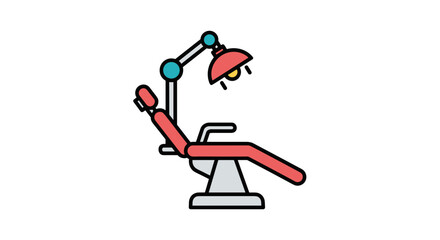 Dental chair with lamp in flat design isolated on transparent background  