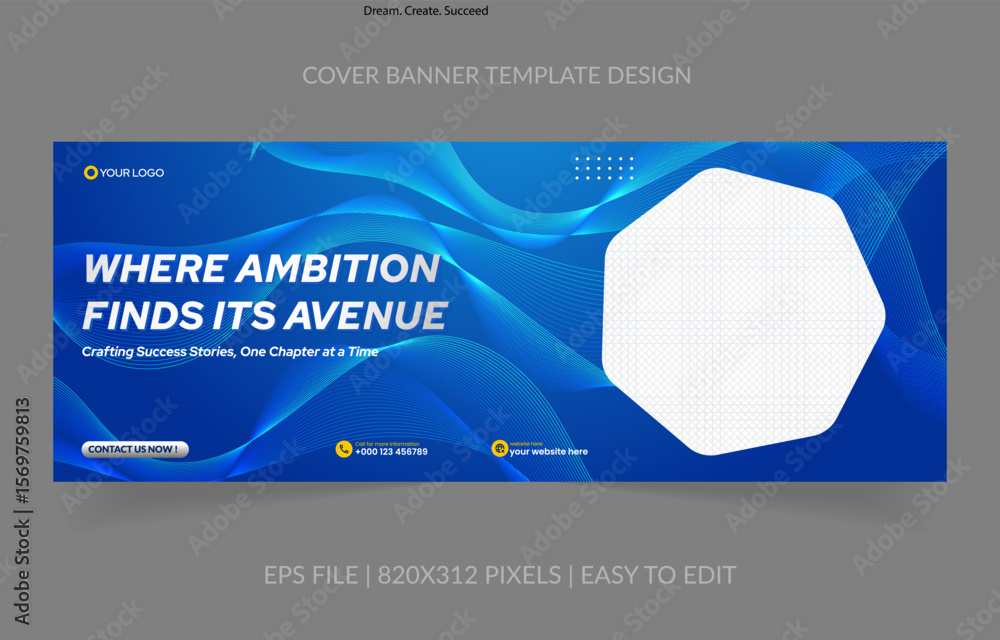 Poster abstract background template business banner with image space replacement for social media and websi