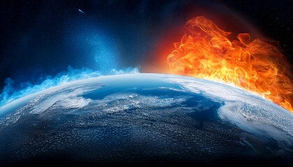 ice and fire themed planet background