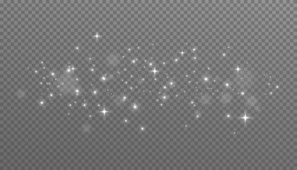 Christmas dust with soft white light, glitter dust, Christmas bokeh effect. Vector graphics.