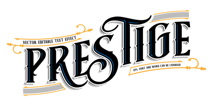 Prestige editable text effect, victorian vintage text style