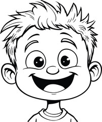 Obraz premium Radiant Joy — Silhouette Cartoon Illustration of Smiling Child with Spiky Hair, Wide Eyes, and Playful Expression