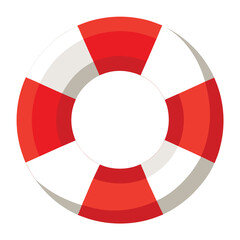 Classic red and white striped lifebuoy ring graphic design symbolizing safety rescue and nautical themes on water