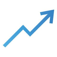 Blue upward trend arrow graphic for business growth and positive market direction illustration concept