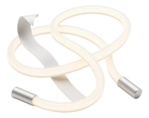 Flexible neon light ropes with adhesive backing for easy installation under kitchen cabinets in apartments.