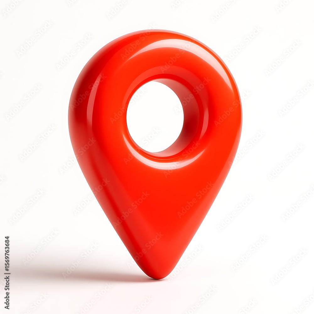 Poster glossy red 3d map pin location marker isolated on white background