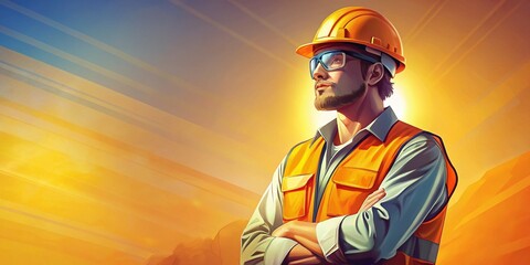 Safety First: Construction Worker with Hard Hat and Protective Gear