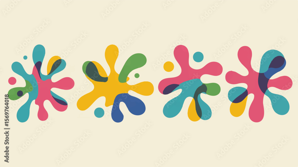 Poster abstract shapes overlapping in vibrant colors vector
