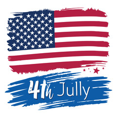 American Independence Day, Fourth of July background, poster with USA flag