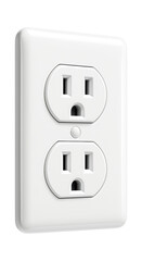 White plastic grounded outlet featuring child-proof shutters for a family living room.