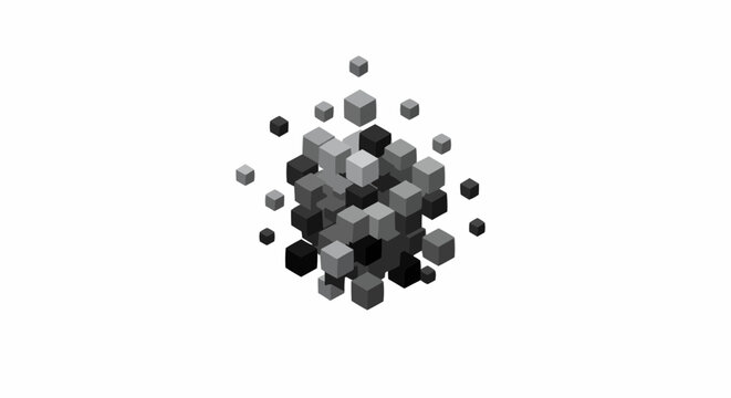 Exploding 3D Cubes Optical Illusion Vector Design