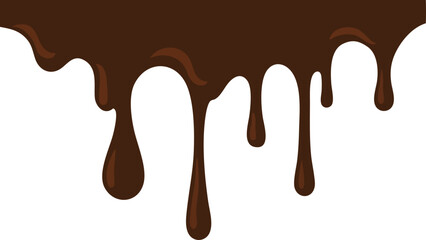 Dark Chocolate Dripping Isolated &ndash; Melted Cocoa Dessert Topping Vector