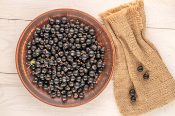 Sweet blackcurrant, macro, top view.