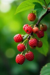 Ripe Berries Ready for Harvest A Close-Up of Lush Green Branches Overflowing with Juicy Fruit