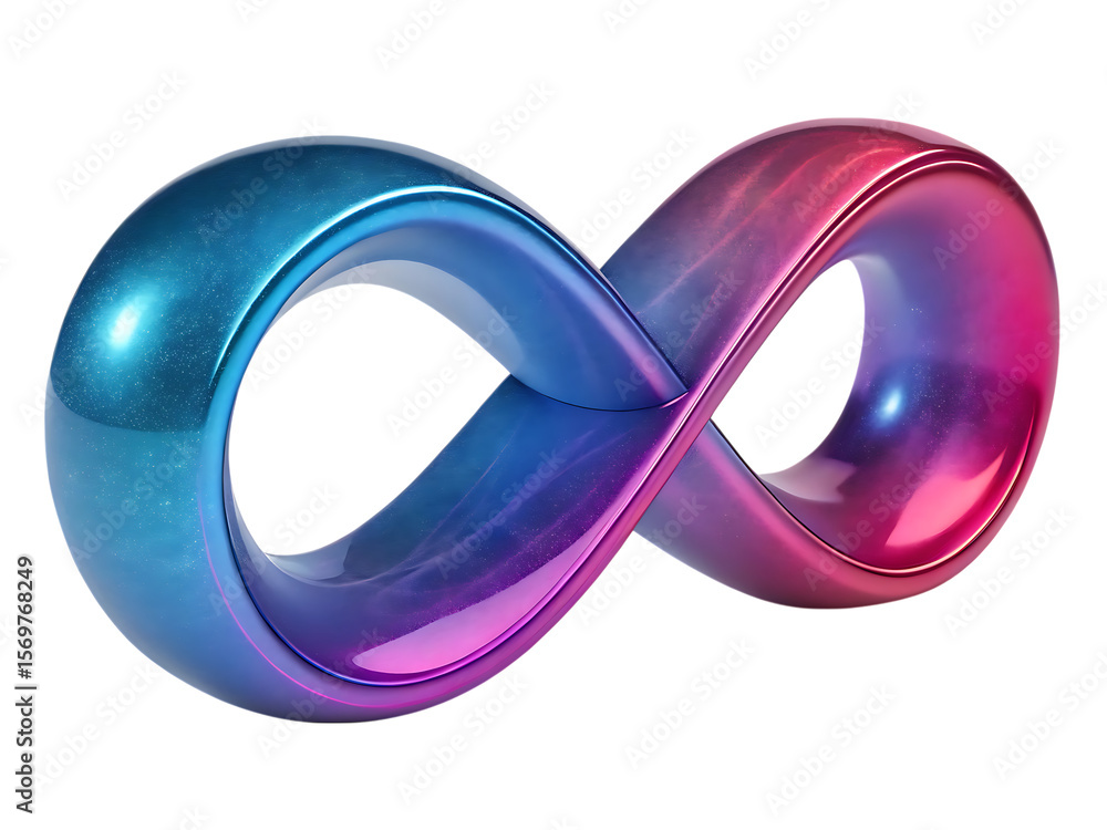Fototapete infinity symbol 3d rendering with blue and pink gradient on transparent background