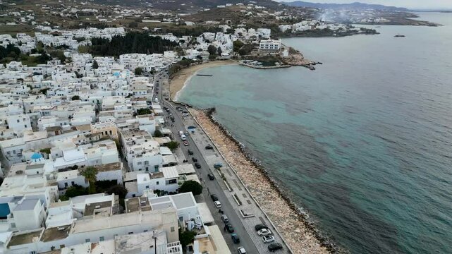 Aerial view of Paros town, Greece.