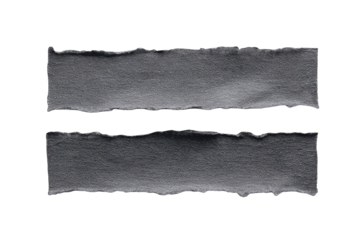 Two gray ripped paper strips against a black background