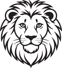 Majestic lion head with flowing mane and fierce eyes face black