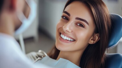 Obraz premium Woman smiling happily during dental checkup