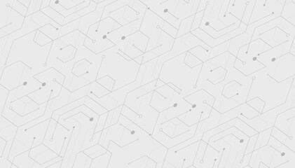 Abstract geometric dots connection on gray background. Abstract hexagon technology connect for concept design. vector illustration.