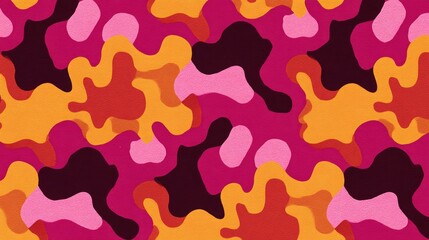 Seamless pattern of abstract gradient blobs and organic shapes in bright tones