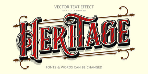 Heritage editable text effect, vintage text style