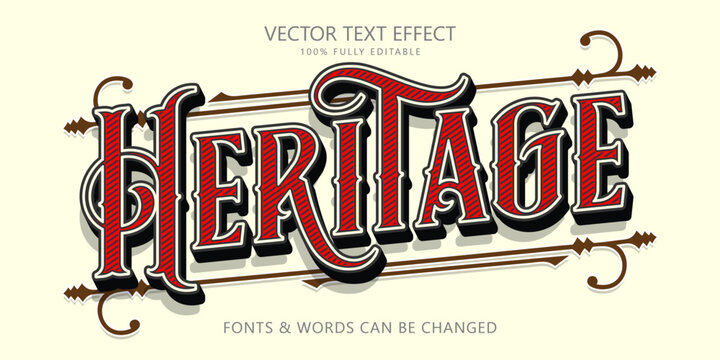 Heritage editable text effect, vintage text style