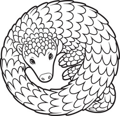 Scaly creature curled into a protective ball pangolin animal