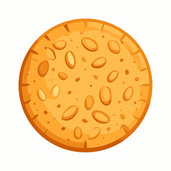 Fototapeta premium Round Oatmeal Cookie with Walnut Seeds Isolated on White Background Delicious Illustration Style Graphic Design