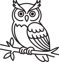 Stylized owl perched on a branch bird tree