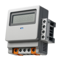 Fototapeta premium Three-phase electricity meter with modular design for easy replacement in a residential apartment complex.