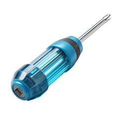Fototapeta premium Blue translucent screwdriver isolated on black background