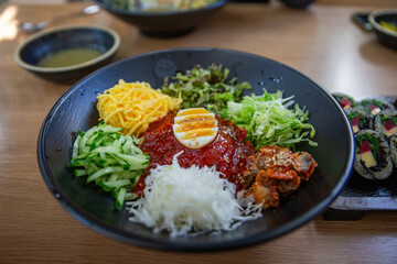 Korean traditional local food Bibim Noodles