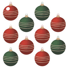 Festive christmas ornaments and baubles in a variety of classic holiday colors perfect for seasonal decorations and winter celebrations