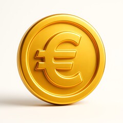 Obraz premium Shiny golden euro coin with a subtle glow isolated on white background