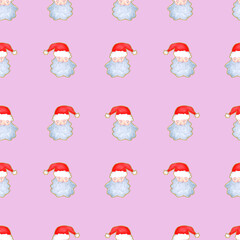 Santa seamless pattern. Illustration for fabric und textile design, wallpaper, packaging, invitation, holiday design, greeting cards, decoration.